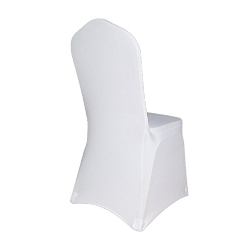 Stuhlhusse Stretch Universal Stuhlüberzug Stuhlbezug weiss mit Ausschnitt - 4