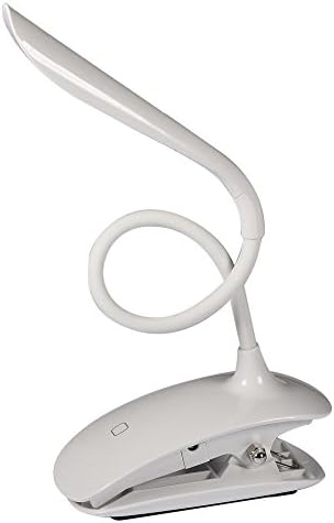 LED Clip Light, Portable Desk Lamps, Rechargeable Reading Bedside Table Lights with Flexible Neck, 3-Level Touch Sensitive Dimmer, Anti-skid Base, USB Charge, 14 Eyes-Care LED Lights for bed, study, travel, office and camping (White)