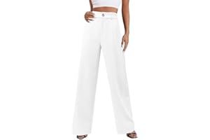 CZIMOO Damen Anzughose High Waist Elegant Palazzo Hose mit Taschen Gummibund Palazzo Hosen Einfarbig Weite Hose