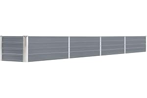 vidaXL Garden Raised Bed in Galvanised Steel 320x40x45cm - Grey, Spacious Outdoor Planter Box for Planting Herbs, Flowers and Vegetables