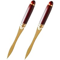 Xrten 2 Stück Brieföffner, Umschlagöffner aus Metall mit Holzgriff, Durable Messer zum Öffnen von Umschlägen