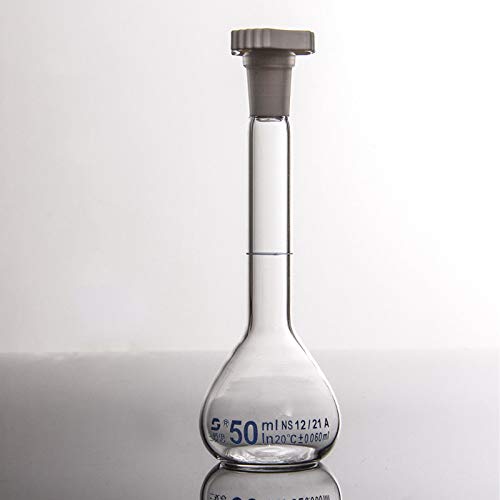 juler 10pcs Glassware Labware Analytical Chemistry 50ml Pyrex flask having a thickened scale PE class A bubble-free white veil,Transparent,One Size