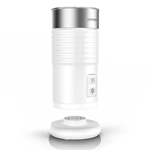 Arendo milkloud Milchaufschäumer automatisch | milk frother | rostfreies Doppelwanddesign | 2-Tasten für Warm- und Kaltaufschäumen | Soft-Touch-Oberfläche | Überhitzungsschutz durch automatische Abschaltfunktion | antihaftbeschichtet | 360° Basisstation | weiß / silber (gebürsteter Edelstahl) - 2