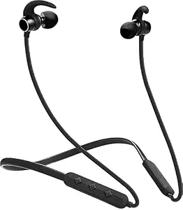 Battery Life(14 Hours) Wireless Bluetooth Neckband (Under 600) with Super Extra Bass, IPX5 Water & Sweat Resistant, V5.0 with Deep Sound Quality (Black)