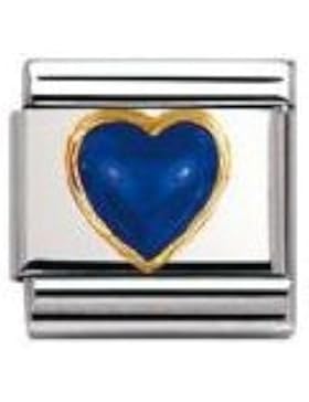 Nomination Composable Classic EDELSTEINE HERZ aus Edelstahl und 18K-Gold (LAPISLAZULI) 030501