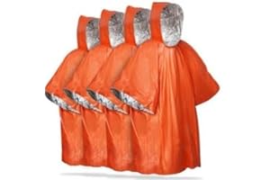Editbar 4 Stück Notfall-Survival-Poncho,Notfall Regenponcho,Rettungsdecke Biwaksack,Notfallschlafsack, Erste-Hilfe-Wärmedecke,Isolierung und Regensicher, Geeignet Für Camping, Wandern und Notfälle