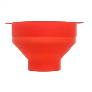 Karp Microwave Silicone Popcorn Maker Collapsible Bowl With Lid & Convenient Handles - Red