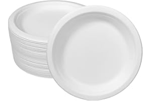 Ecorigin Platos desechables y ecológicos de caña de azúcar. Pack de 100 Unidades y 15 cm. Compostables y biodegradables.