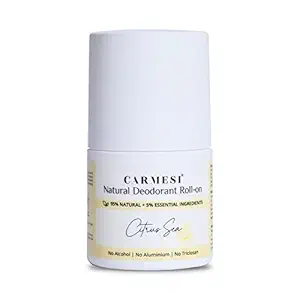 Carmesi Natural Deodorant Roll-On for Women, Controls Sweat & Reduces Underarm Pigmentation, Citrus Sea, Clear, 50 ml