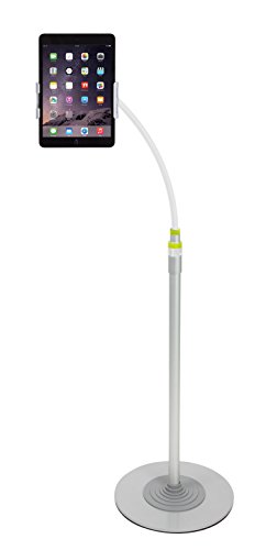 Kit Universal Aluminium Tablet Halterung Verstellbar (Max. Höhe: 1840mm) mit Bodenaufsteller Kompatibel mit Tablets mit Breite bis 195mm – Silber - 2