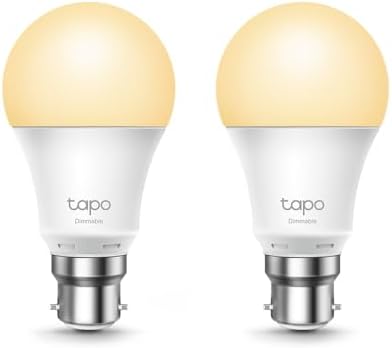 TP-Link Tapo Smart Bulb, Smart Wi-Fi LED Light, B22, 8.7W, Energy saving, Works with Amazon Alexa and Google Home, Dimmable Soft Warm White, No Hub Required - Tapo L510B(2-pack)[Energy Class F]
