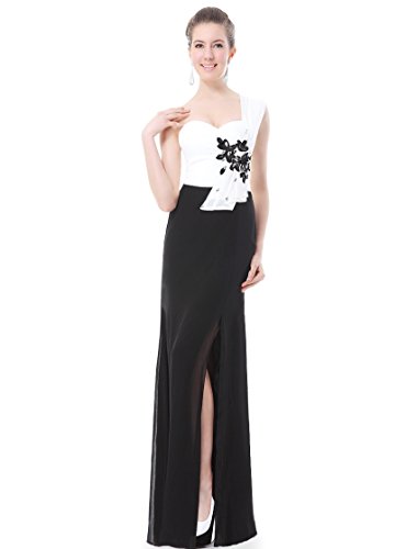 Ever Pretty One Shoulder Padded Rhinestone Flower Chiffon Evening Dress 09849, HE09849WH08, White, 8UK