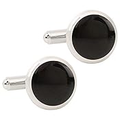 Meenaz Round Black Silver Shirts Blazer Cufflink Set For Men And Boys, Cufflink-90114