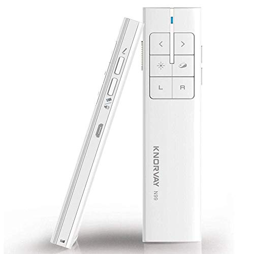 [Actualizado]Presentador inalámbrico KNORVAY N99 con mouse de aire, hipervínculo recargable Control de volumen Presentación Clicker PowerPoint Control remoto Laptop Clicker 2.4GHz (Negro)
