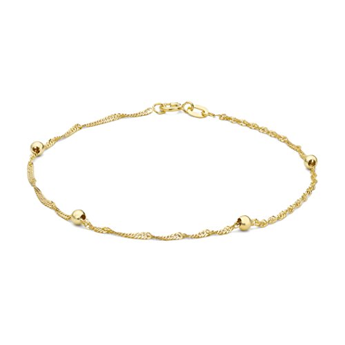 Carissima Gold Damen-Armband 9ct Yellow Twist Curb and Ball Chain Bracelet 19cm/7.5 375 Gelbgold-1.23.1382