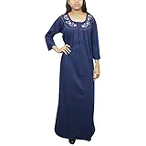 Indiatrendzs Women Warm Woolen Nighty Solid Blue Long Nightdress XL