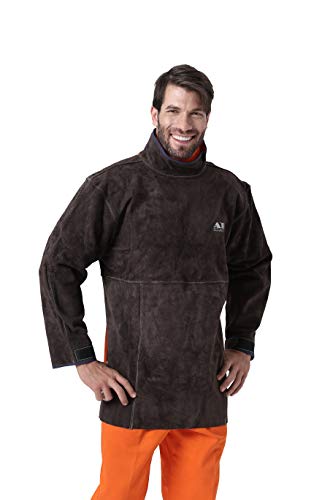 Preisvergleich Produktbild Mufly Schweißer Schürze Schweißerschürze Welding Schutzkleidung Flammhemmende Schweißerschürze aus Leder Brust-langärmelige Schürze (XXL, Hellbraun)