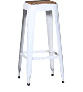 Villageliving Wooden Top Bar Stool (White)