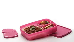 Signoraware Plastic Compact Lunch Box, 3N Containers with 3N Seals, Pink