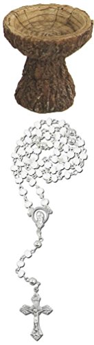 Preisvergleich Produktbild Unbekannt Minigarten, Vogeltränke, Holzoptik Höhe ca. 4,6cm mit Rosenkranz Weiss