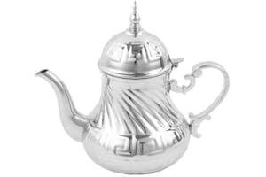 CHEF ELEMENTS Teiera Marocchina Tradizionale Con Filtro 1.2L| Coperchio & Maniglia Stile Orientale | Casablanca, Majorelle, Andalus..| Decorazione Soggiorno Orientale Marocchino | AUTENTICO (Stile Tangeri)