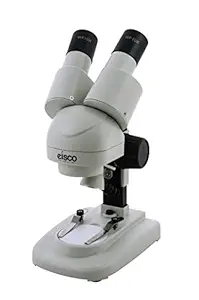 EISCO Stereo Binocular Microscope (mini) With 45 degree Inclined Head, LED Light, Reversible Black and White Stage, AA Battery Operated, Bilateral Coarse Focus, With Dustcover & Styrofoam Case