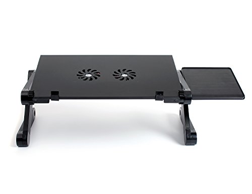 MinYuocom Tragbare 360°Verstellbarer Laptop Notebook Tisch Ständer Ergonomischer mit Lüfter Mausablage(Schwarz) - 3