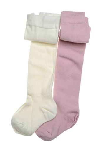 2 pairs of Plain Pink & Cream Baby Tights