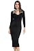 Produktbild LETSDO Graceful Damen Schwarz Gold Sequin Mock Ausschnitt Langarm Midi Abendkleid (L Größe Kann Nur die Größentabelle Folgen, Schwarz)