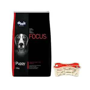 Drools Absolute Calcium Bone Jar (40 Pieces) + Drools Focus Puppy Super Premium Dog Food (1.2 Kg)