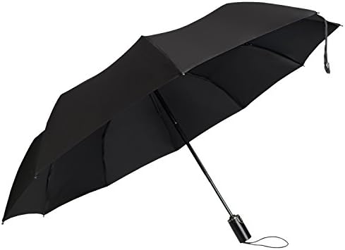 Umbrella Automatic Umbrella Umbrella Automatic Open Close Annter Compact Light 10 Ribs Foldable Canopy Teflon 210T Umbrella Black For Women Men Outdoor Rain Sun (Black)