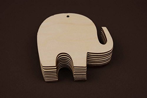 10x Schwarz Elefant Form Holz Basteln Aufhängen Dekoration Memo (X78) - 4