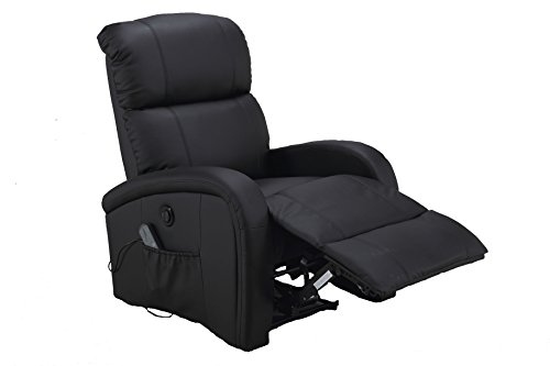 Astan Hogar Adara Sillón Relax Con Reclinación Eléctrica Articulada, Masaje Y Termoterapia, Tapizado Anti-cuarteo Negro, Compacto