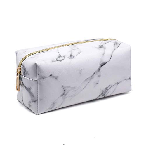 CESHUMD CS103MD-G, Beauty Case da viaggio Unisex adulti White-marble Pattern 19 * 9 * 7CM