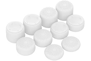 PlayVital Agarres para el Pulgar para ps5 para ps4 Xbox Series X/S Xbox One X/S Switch Pro Control Caps Tapas de Joysticks con 3 Alturas de Convexo y Cóncavo(Puntos Convexos&Tachonados-Blanco)
