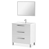 meuble lavabo salle de bain 45 cm Consta de aglomerado de alta densidad con acabado de melamina de calidad. Producto Certificado por la PEFC (Asociación Española para la Sostenibilidad Forestal), el mueble está acabado en color Blanco Brillo, muy combinable con todo tipo de decoración. La parte inferior del mueble incluye patas de aluminio anodizado con efecto brillo.