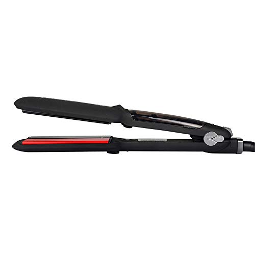 Infrared Steam Hair Straightener Wide Plate  Professional Salon Flat Iron Ceramic Hair Straighteners With Digital LCD Display  Dual Voltage Fast Heat With Heat Insulation Protection Glove Black