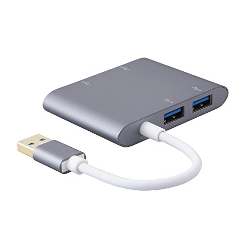 CableCreation USB Hub, 4-Port USB 3.0 Hub + USB C Adapter, für iMac, MacBook, Lenovo Yoga, Dell XPS oder jeder PC hat USB 2.0 / 3.0 / USB-C Port, Grau Aluminium - 2
