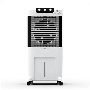 Moonair PlasticDiamond 100 Desert Air Cooler With 100 Liters Water Tank; Large Ice Chamber; ice Shower Technology, AA+ Grade Plastic; Auto Fill; Quite Performance ;High Density Honeycomb Pads; 5 Fin Power Flow Blade; Castor Wheels For easy Movement; 4 Way Air Deflection; Low Power Consumption; 3 Speed; (100-L , Black and White)
