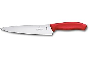 Victorinox Swiss Classic, Coltello professionale per affettare, Lama extra-affilata, Bordo dritto, 19 cm, Manico in plastica, Acciaio inossidabile, Rosso