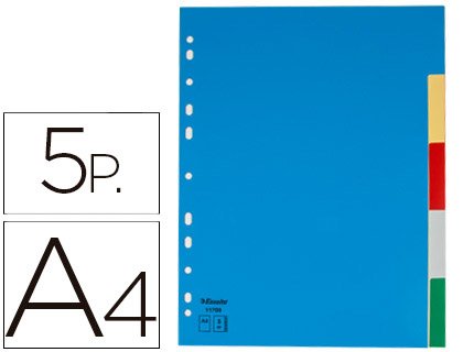 Esselte Separadores de pl  stico  PP  Tama  o A4  Gama ECO  5 pesta  as  Multicolor  11709