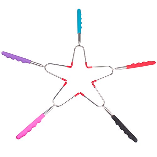 ZeWoo 5 Stück Marshmallow Sticks Bräter Ausziehbar 24-85cm Lange Teleskop Grillspieße für Lagerfeuer Grillspiess Teleskop Grillspieß Braeter Edelstahl mit Marshmallow Einfacher Handgriff Grillfest für Picknick Camping Campfire BBQ Camping Hot Dog Gemüse - 2