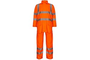 FAIRY TRENDZ LTD Ensemble de pluie imperméable haute visibilité pour homme avec col et pantalon