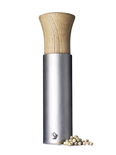 The Pepper Hill - Design Pfeffermühle mit hochwertigem Edelstahl Mahlwerk, Profi Ausführung 19,5cm in 3 Farben (Eiche hell)