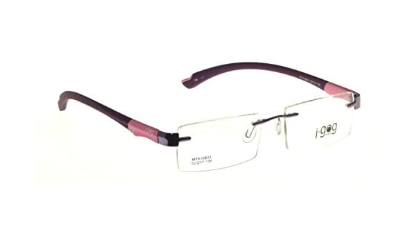 purple rimless eyeglasses