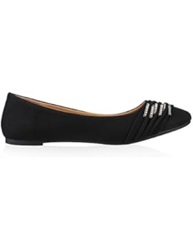 Stiefelparadies Klassische Damen Ballerinas Strass Leder-Optik Schuhe Elegante Slipper Slip On Flats Glitzer Übergrößen...