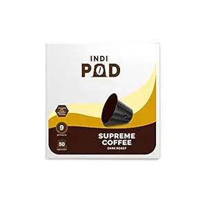 IndiPod Coffee Capsules, Supreme Coffee Capsules Nespresso Compatible, Dark Roast, Intensity 9 of 10 (Includes 50 Coffee Pods) (Dark)