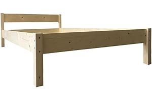 ‎LIEGEWERK LIEGEWERK Massivholzbett Bett Holz mit Kopfteil Holzbett 100x200 cm 100cm Natur massiv Bettgestell H67-37 (100 x 200)
