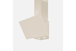 Wiggo Cappa aspirante 60 cm – Design in vero vetro senza testa, aria di scarico, 300 m³/h, touch screen LED, 3 velocità, con filtro antigrasso e 2 filtri a carbone, frontale in vetro (crema – 1