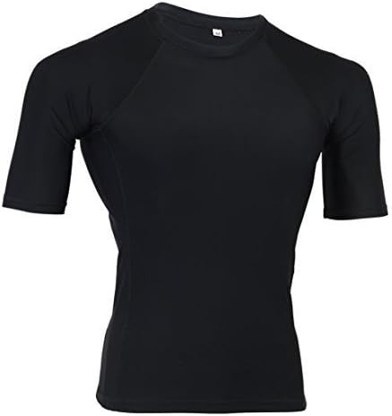 MMA Plain Black Short Sleeve Rash Guard (XL)